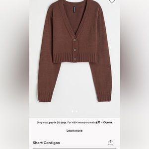 H&M short brown cardigan